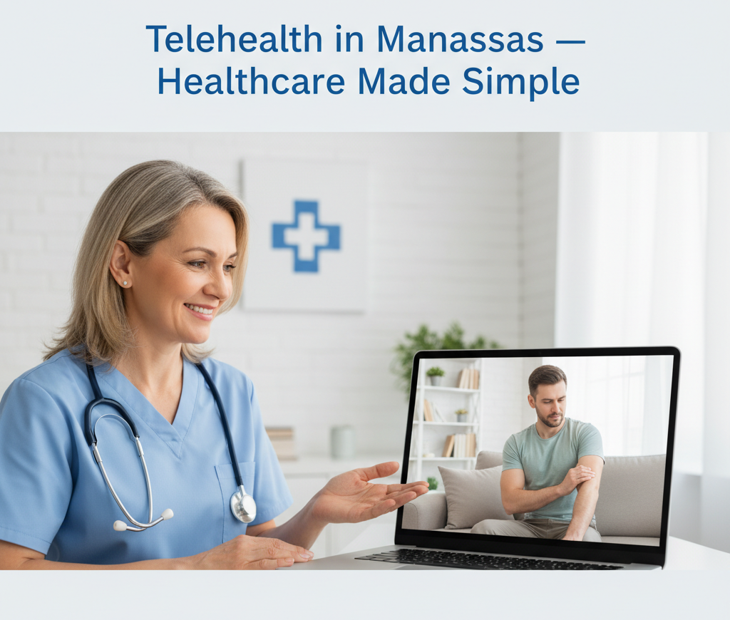 Image of doctor giving virtual or telehealth consultation to patients